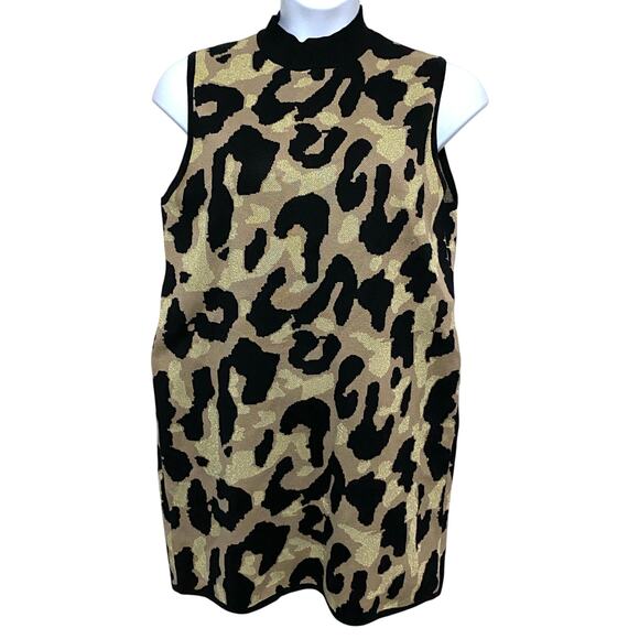 Planet Gold Dresses & Skirts - Planet Gold Plus Glitter Leopard Print Sweater Dress 2X Mob Wife Neutral Animal